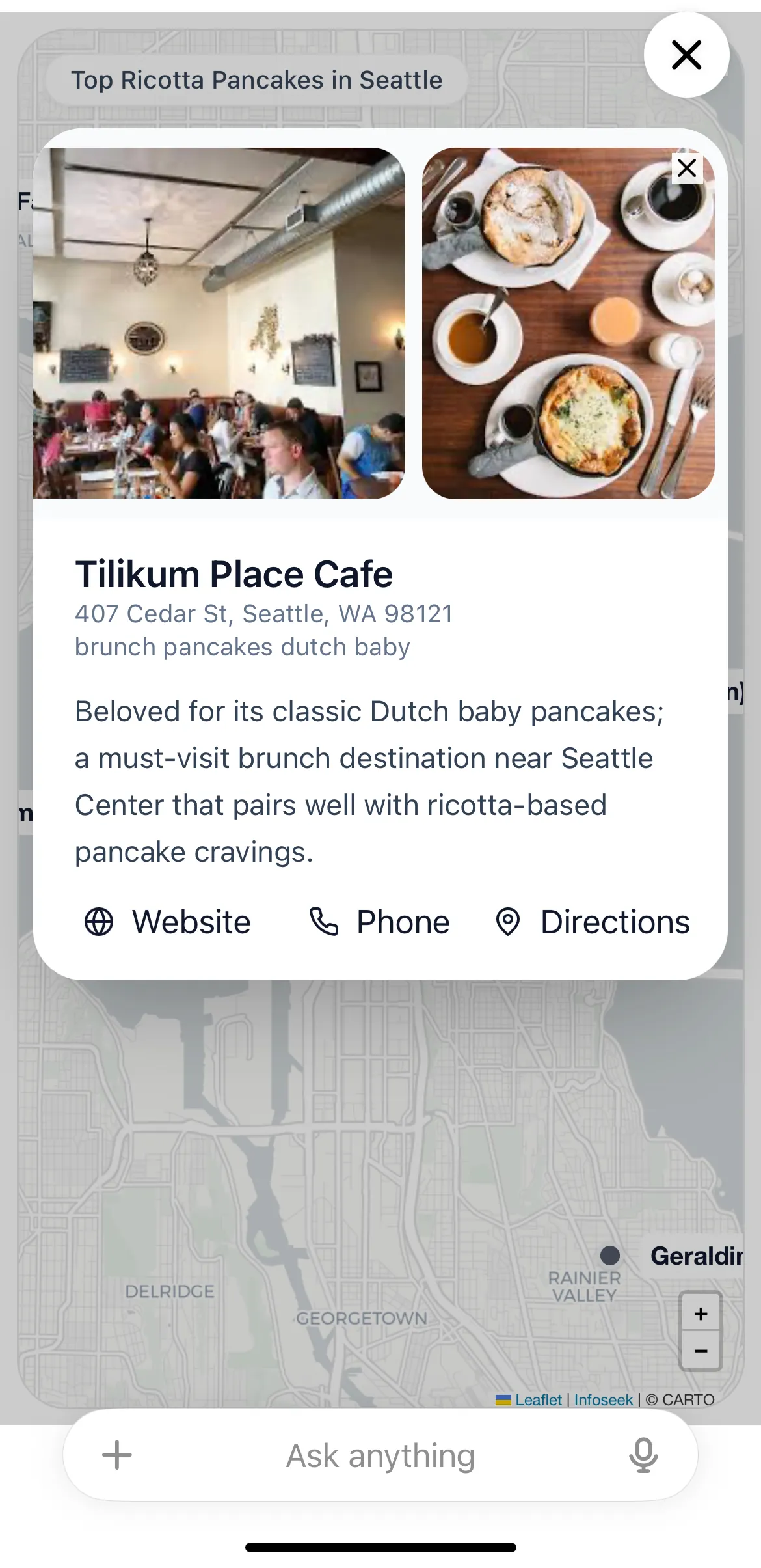 Click into each location for details – Mapify food map use case