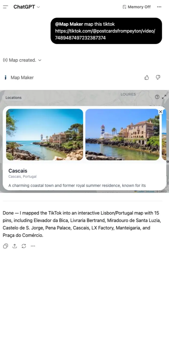Map locations in a TikTok video with Map Maker